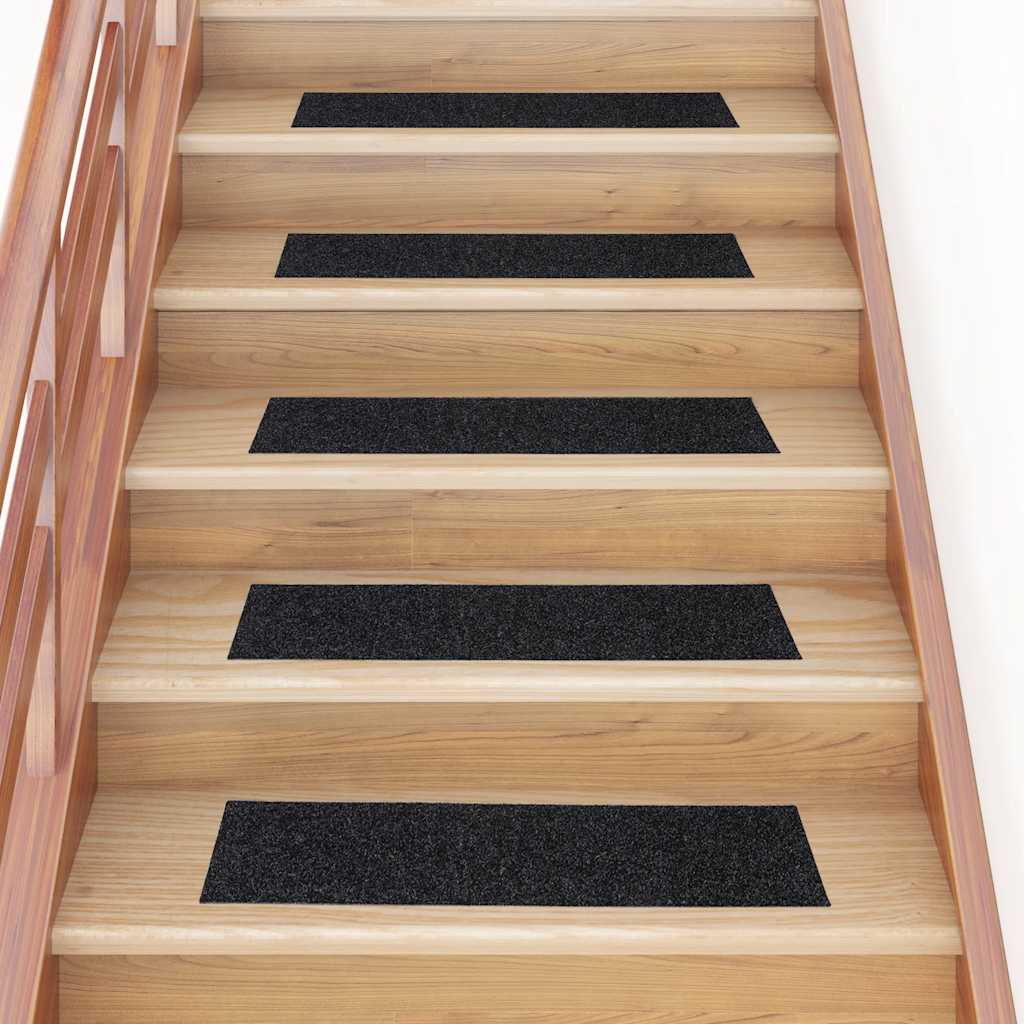 vidaXL Stair Mats Self-adhesive 30 pcs Black 76x20 cm Rectangular