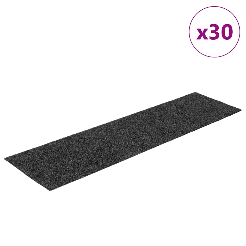 vidaXL Stair Mats Self-adhesive 30 pcs Anthracite 76x20 cm Rectangular