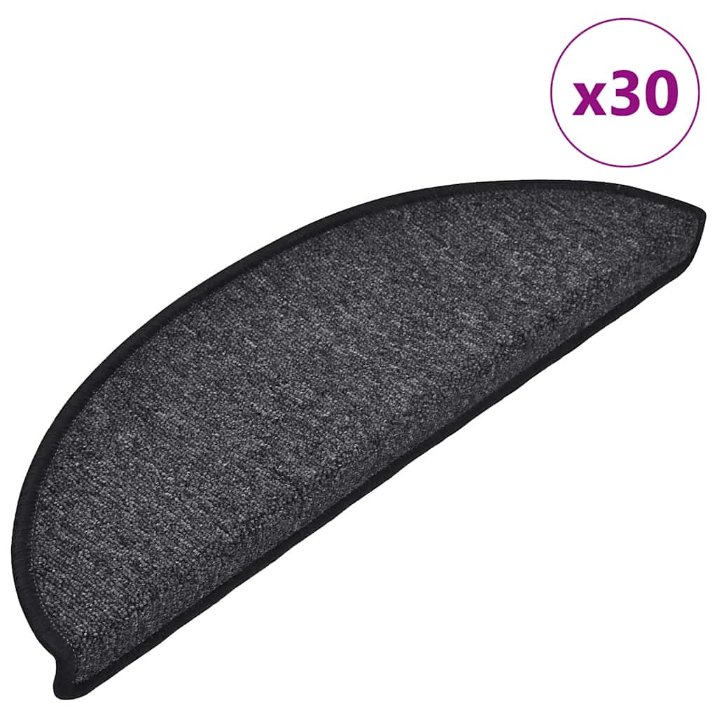 Stair Mats 30 pcs 56x17x3 cm Anthracite Half Round