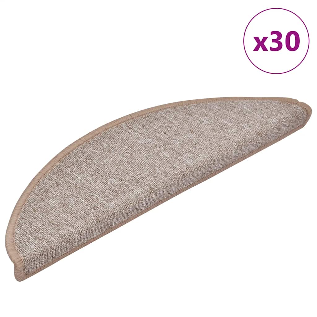 Stair Mats 30 pcs 56x17x3 cm Light Brown Half Round