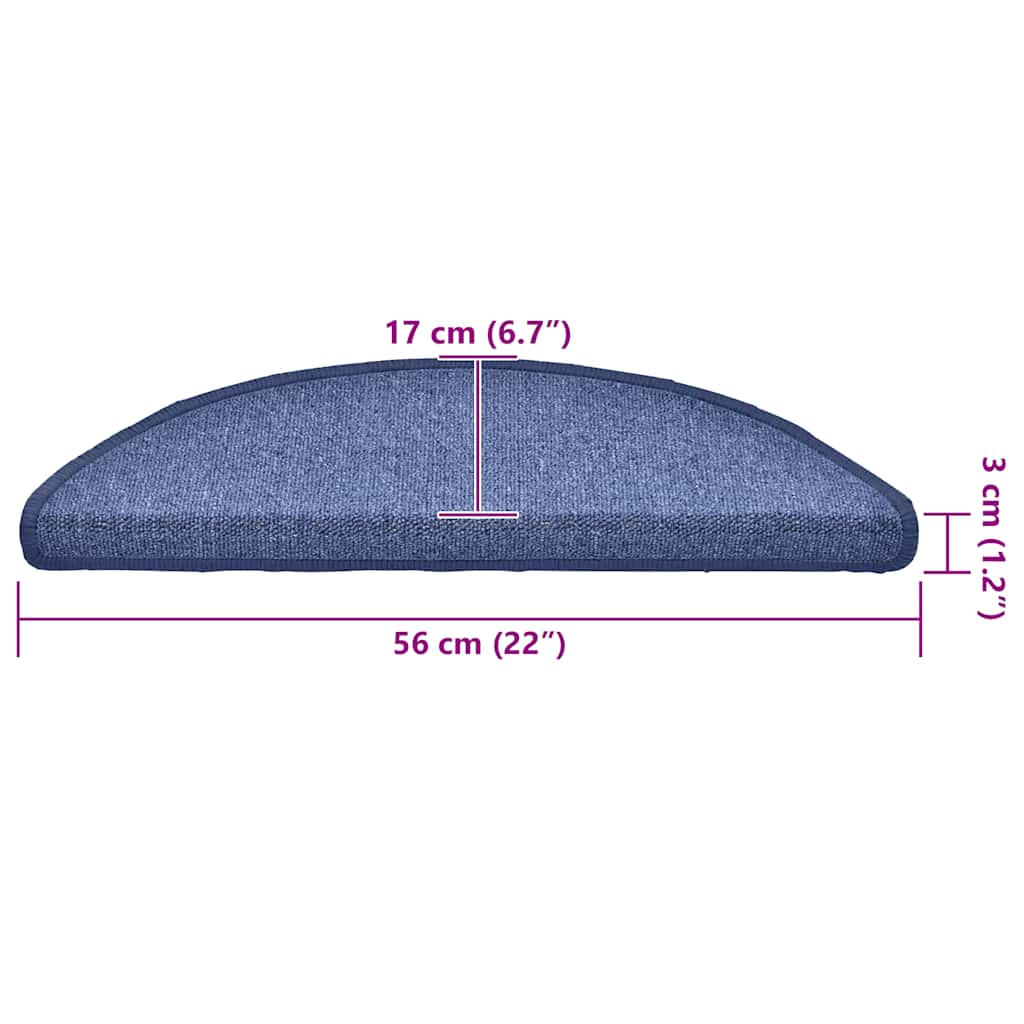 Stair Mats 30 pcs 56x17x3 cm Blue Half Round