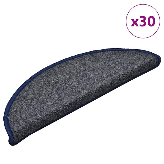 vidaXL Stair Mats 30 pcs Dark Grey and Blue 56x17x3 cm