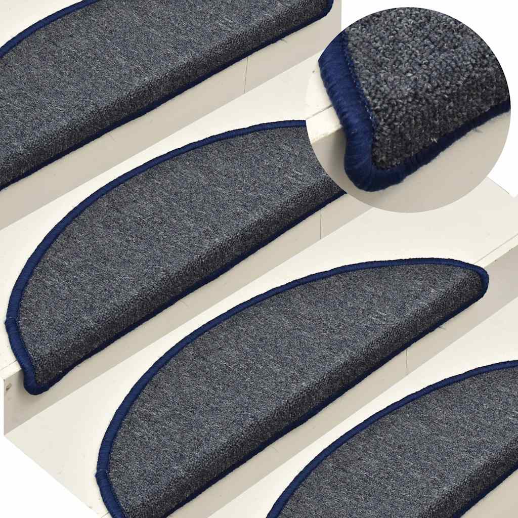 vidaXL Stair Mats 30 pcs Dark Grey and Blue 56x17x3 cm