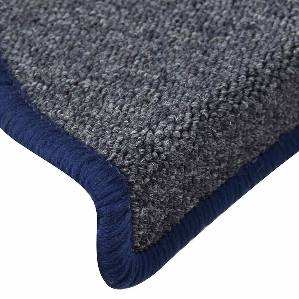 vidaXL Stair Mats 30 pcs Dark Grey and Blue 56x17x3 cm