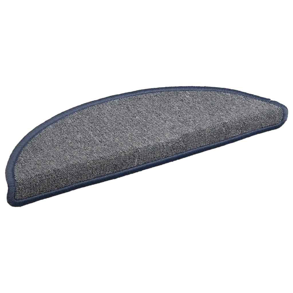 Stair Mats 30 pcs 56x17x3 cm Light Grey and Blue Half Round
