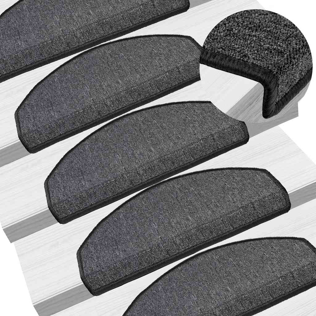 Stair Mats 30 pcs 65x24x4 cm Anthracite Half Round Large