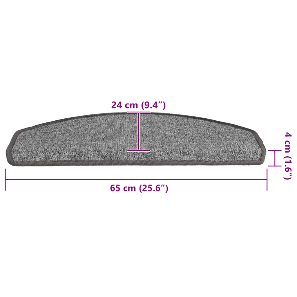 Stair Mats 30 pcs 65x24x4 cm Dark Grey Half Round Large