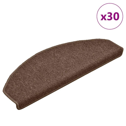 vidaXL Stair Mats 30 pcs Brown 65x24x4 cm