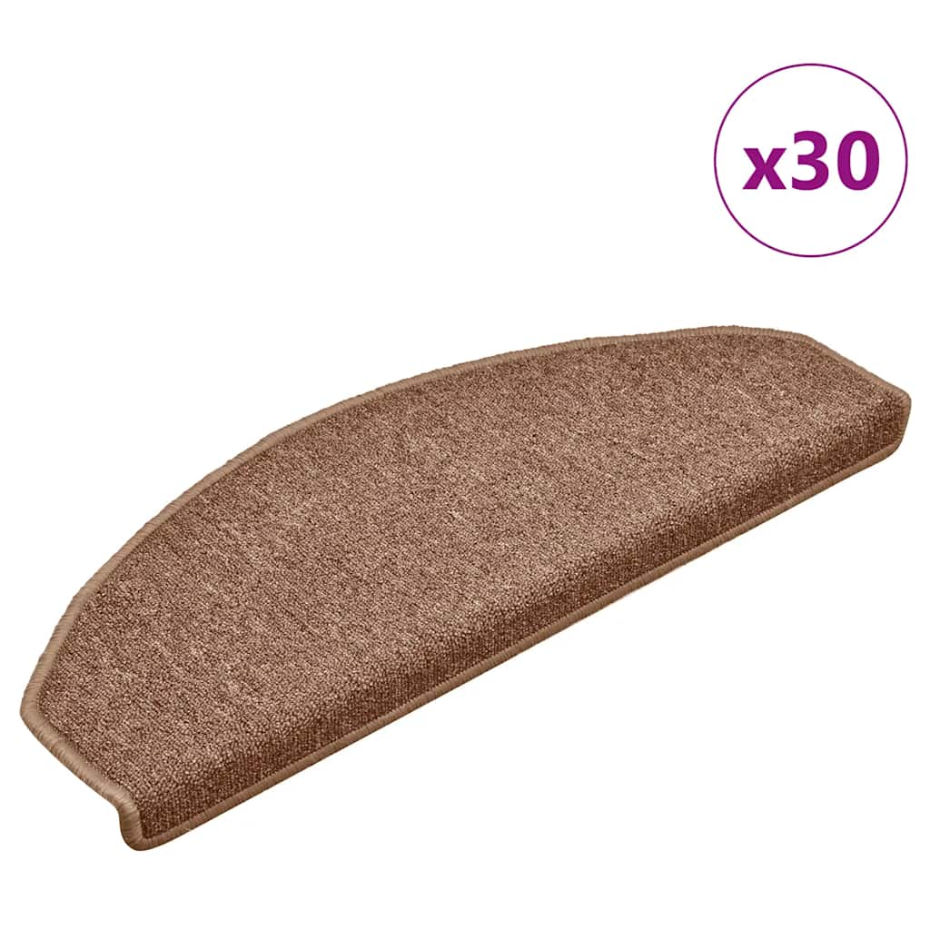 Stair Mats 30 pcs 65x24x4 cm Brown Half Round Large