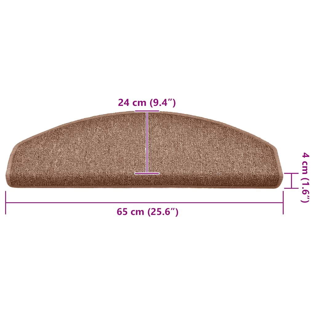 Stair Mats 30 pcs 65x24x4 cm Brown Half Round Large