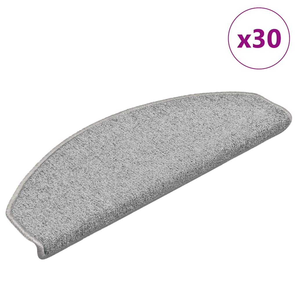 vidaXL Stair Mats 30 pcs Light Grey 65x24x4 cm