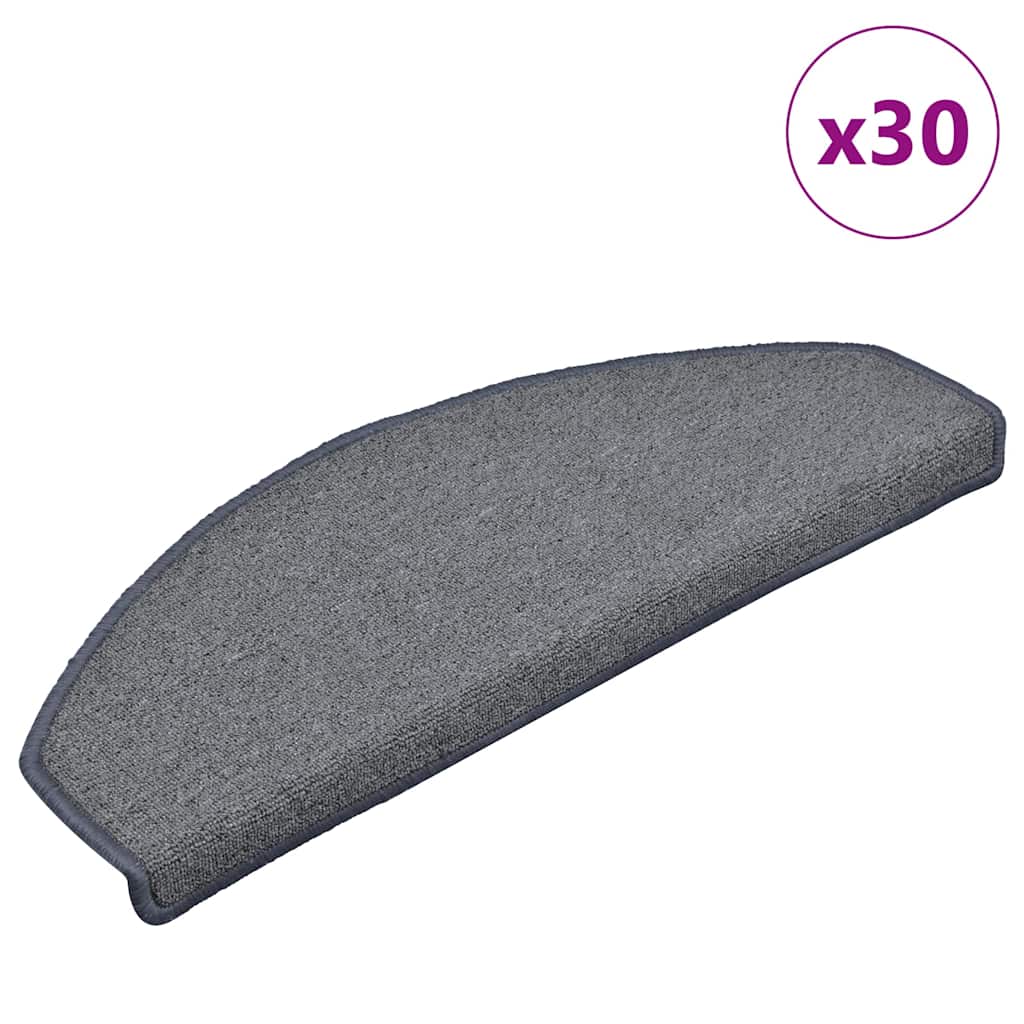 Stair Mats 30 pcs 65x24x4 cm Light Grey&Blue Half Round Large