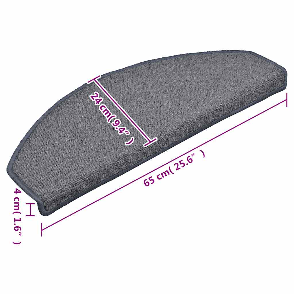 Stair Mats 30 pcs 65x24x4 cm Light Grey&Blue Half Round Large