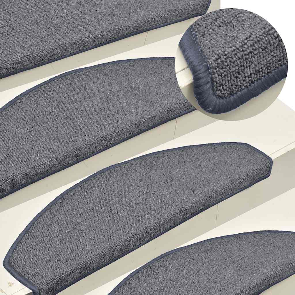 Stair Mats 30 pcs 65x24x4 cm Light Grey&Blue Half Round Large