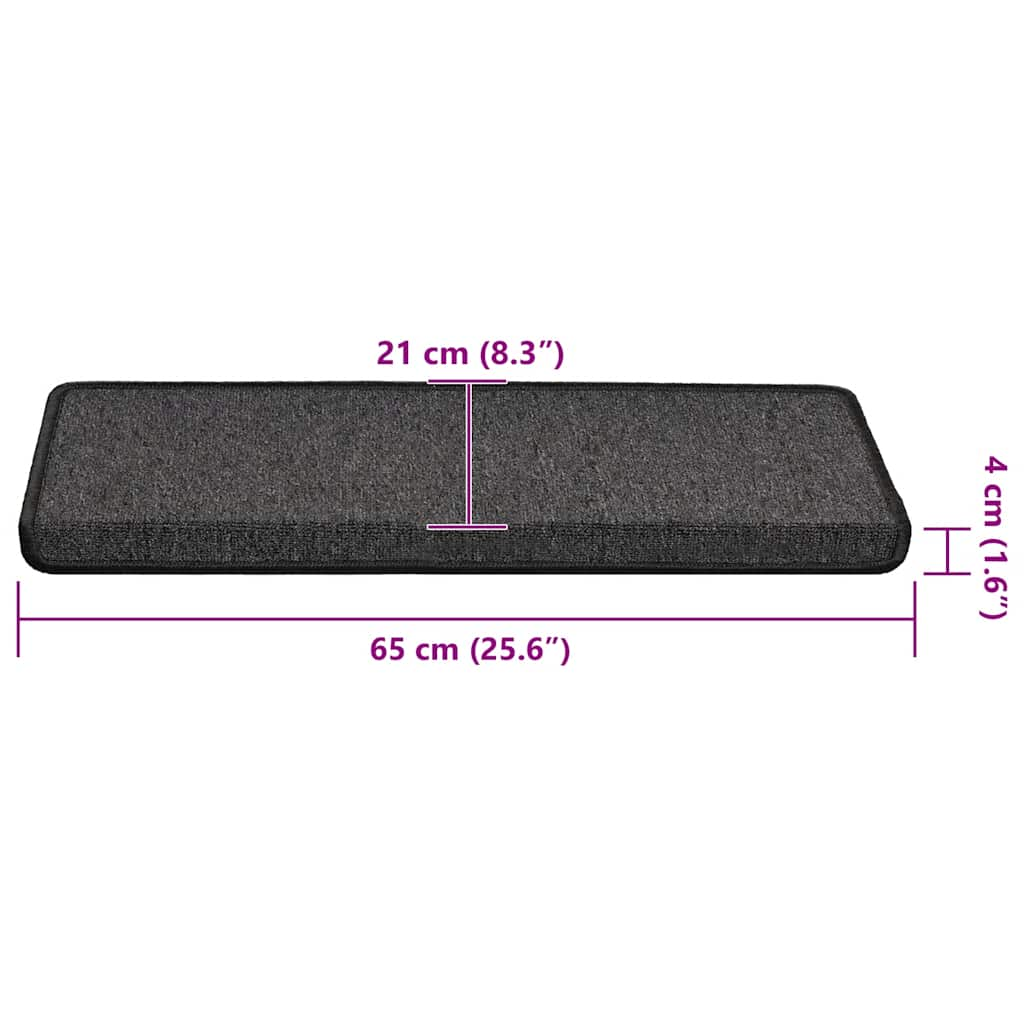 vidaXL Stair Mats 30 pcs 65x21x4 cm Anthracite