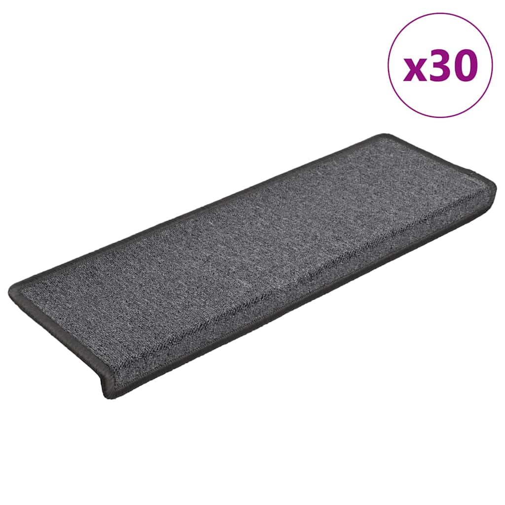 vidaXL Stair Mats 30 pcs 65x21x4 cm Dark Grey