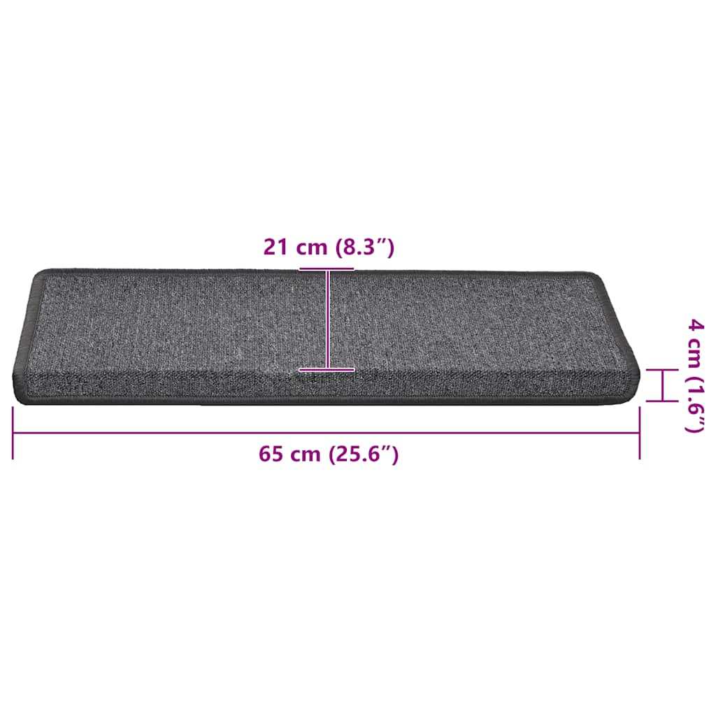 vidaXL Stair Mats 30 pcs 65x21x4 cm Dark Grey