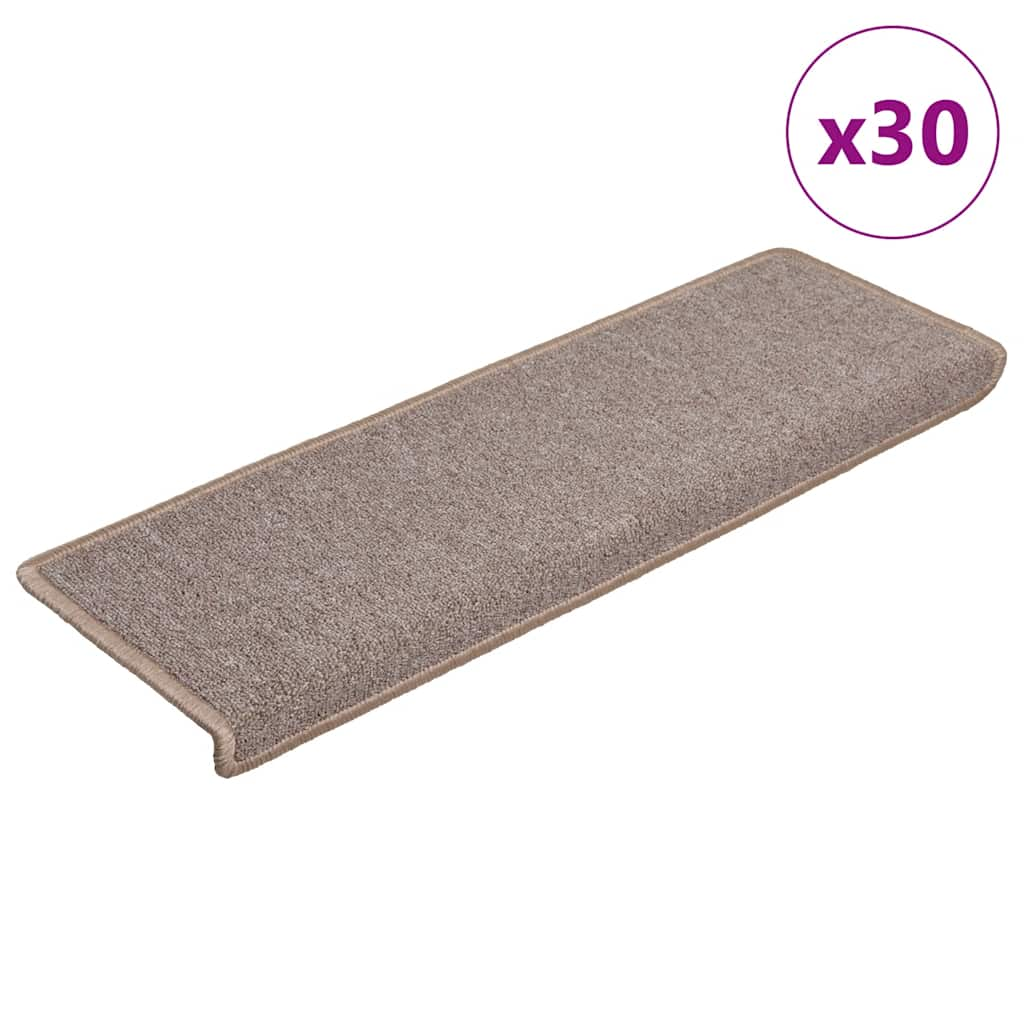 vidaXL Stair Mats 30 pcs 65x21x4 cm Light Brown