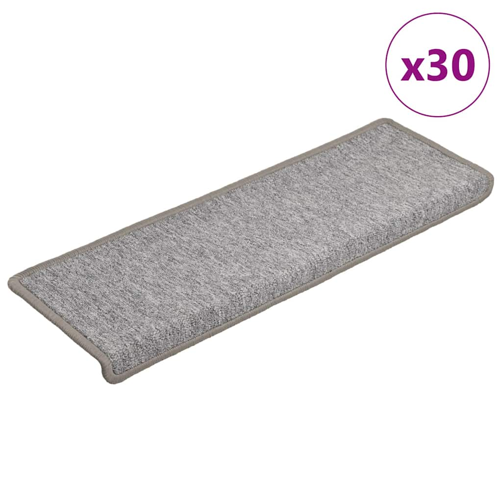 vidaXL Stair Mats 30 pcs 65x21x4 cm Light Grey