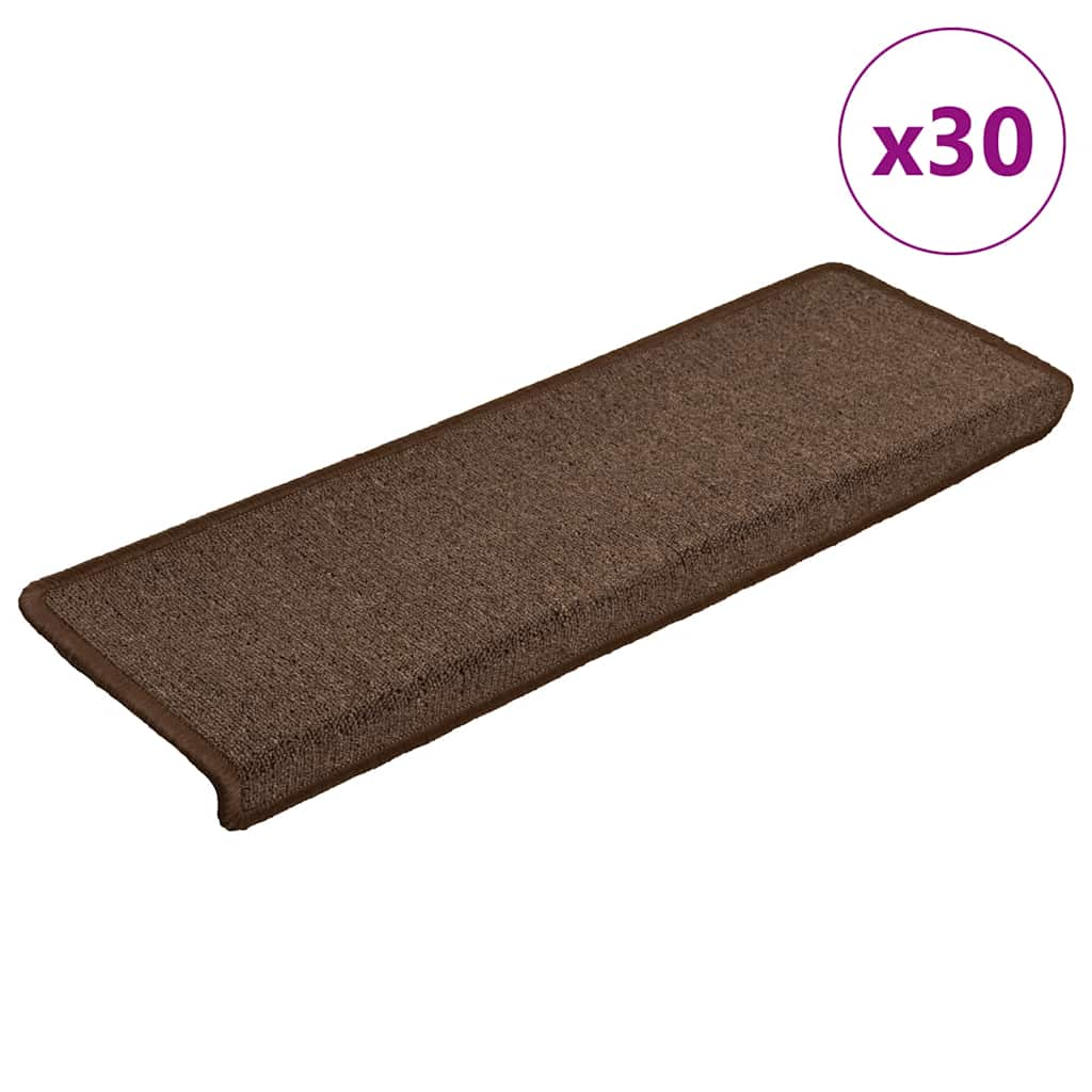 vidaXL Stair Mats 30 pcs 65x21x4 cm Brown