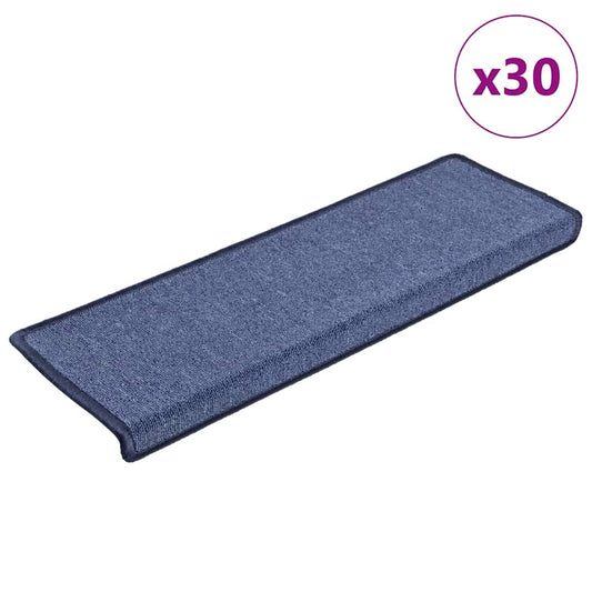 vidaXL Stair Mats 30 pcs 65x25 cm Blue