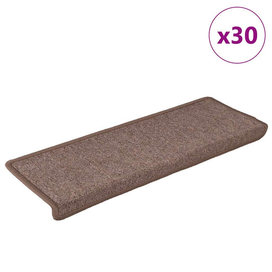 vidaXL Stair Mats 30 pcs 65x21x4 cm Brown