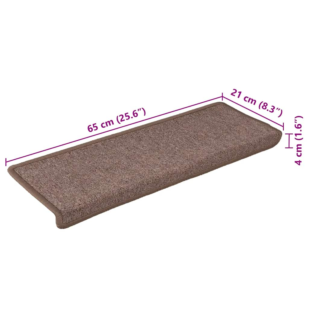 vidaXL Stair Mats 30 pcs 65x21x4 cm Brown