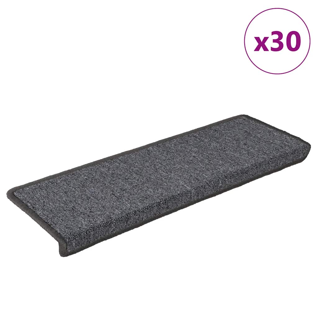 vidaXL Stair Mats 30 pcs 65x21x4 cm Grey and Black