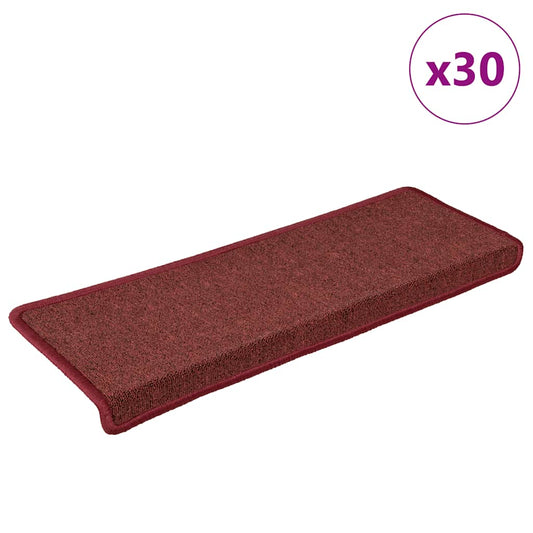 vidaXL Stair Mats 30 pcs 65x21x4 cm Matte Red