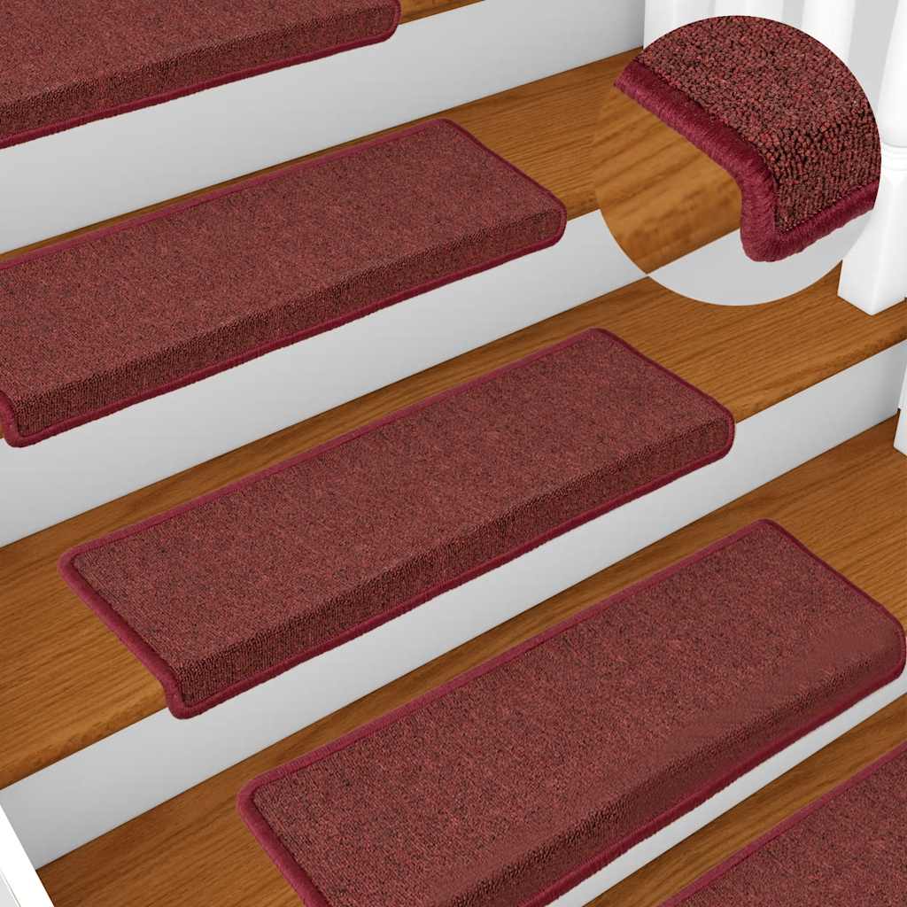 vidaXL Stair Mats 30 pcs 65x21x4 cm Matte Red