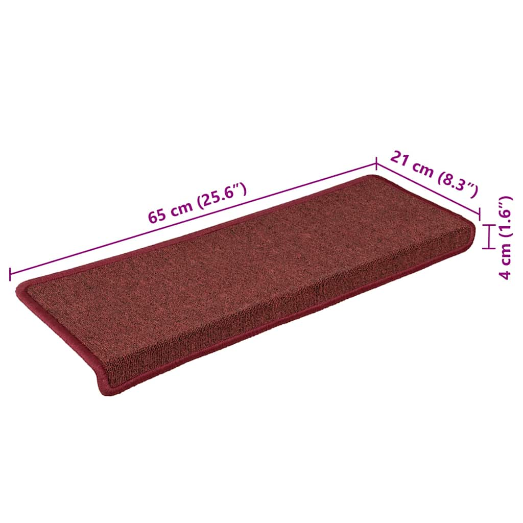 vidaXL Stair Mats 30 pcs 65x21x4 cm Matte Red