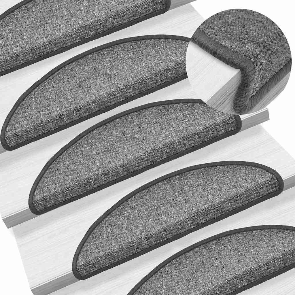 Stair Mats 20 pcs 56x17x3 cm Dark Grey Half Round