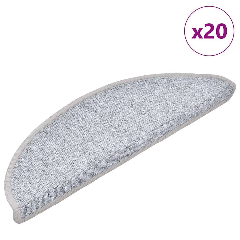 Stair Mats 20 pcs 56x17x3 cm Light Grey Half Round