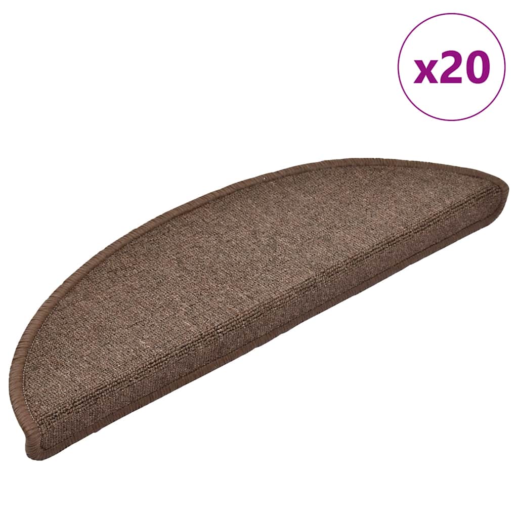 Stair Mats 20 pcs 56x17x3 cm Coffee Brown Half Round