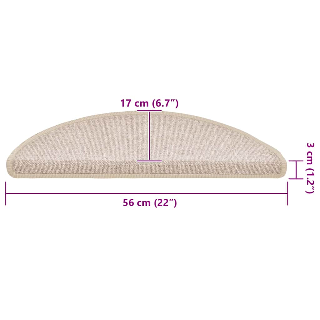 Stair Mats 20 pcs 56x17x3 cm Taupe Half Round