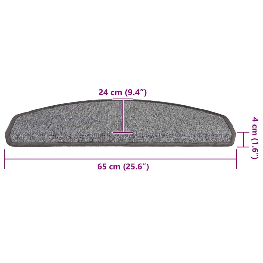 Stair Mats 20 pcs 65x24x4 cm Dark Grey Half Round Large