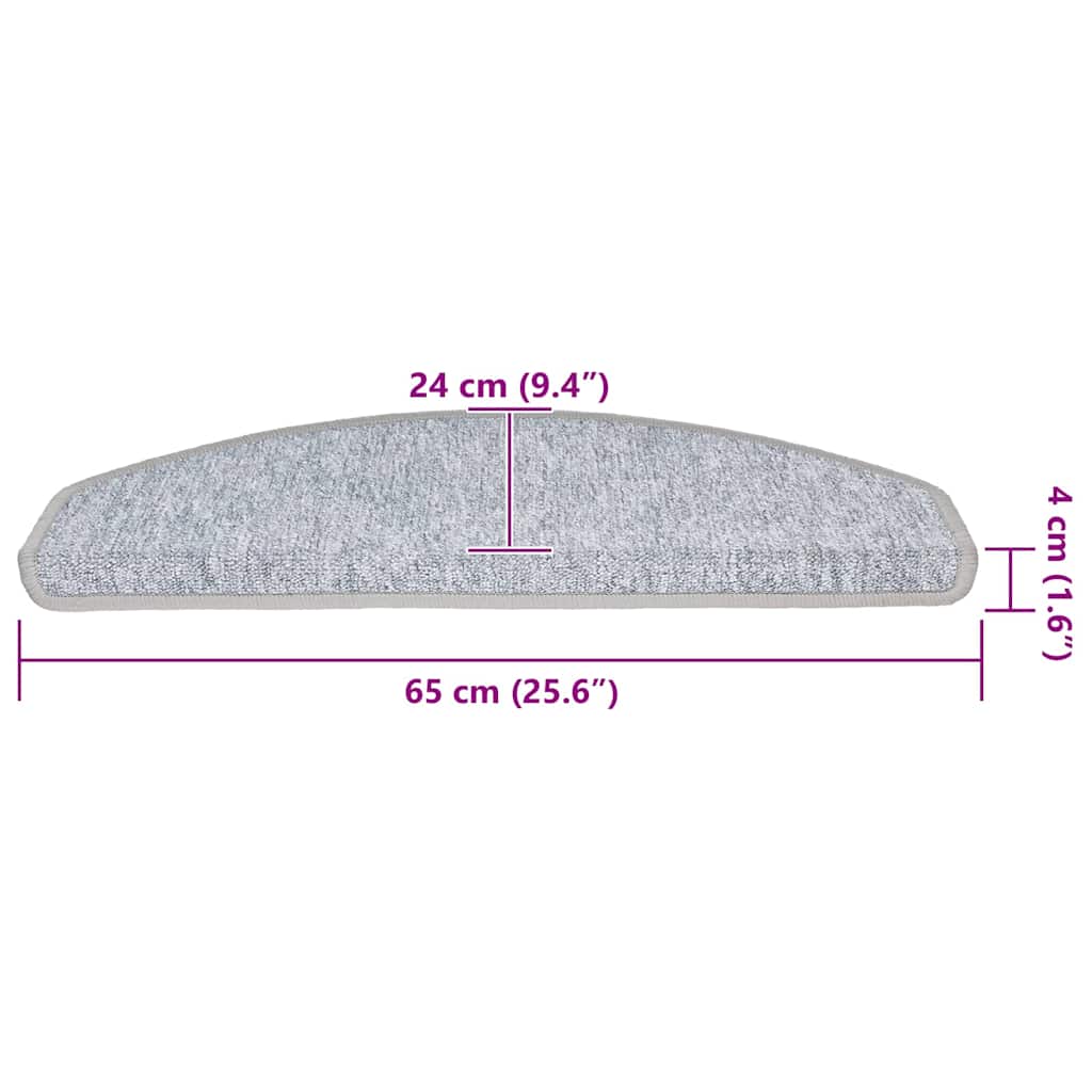 Stair Mats 20 pcs 65x24x4 cm Light Grey Half Round Large