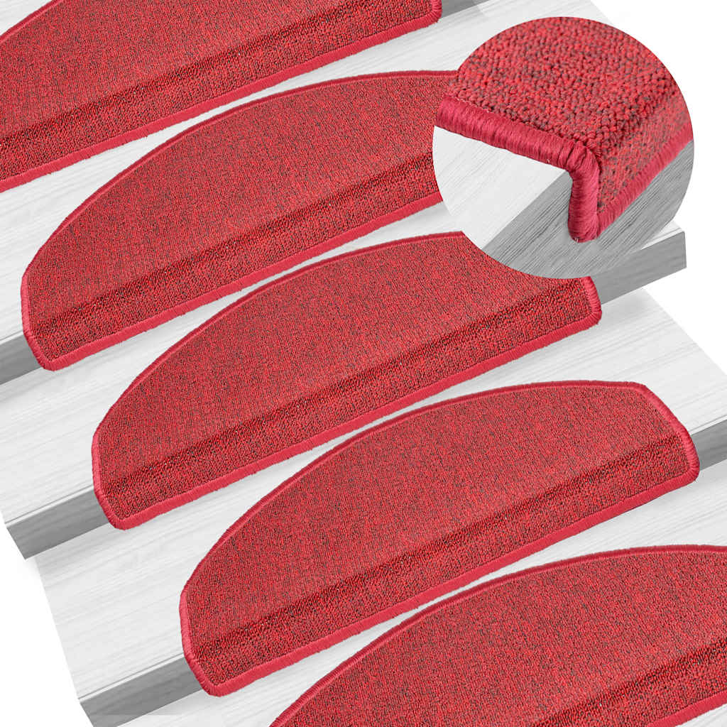 Stair Mats 20 pcs 65x24x4 cm Red Half Round Large