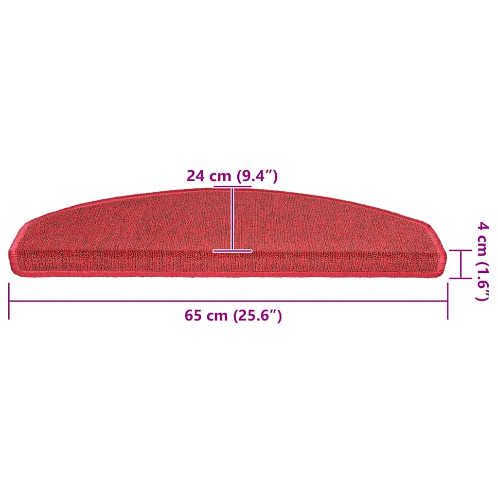 Stair Mats 20 pcs 65x24x4 cm Red Half Round Large