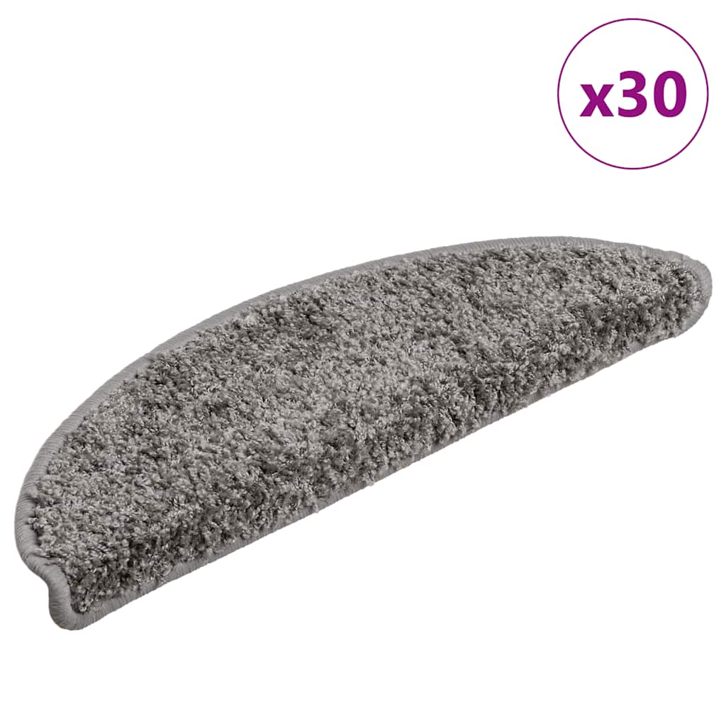 Stair Mats 30 pcs 56x17x3 cm Grey Half Round