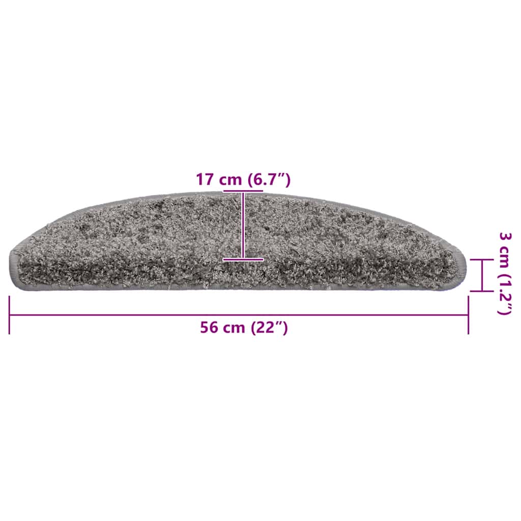 Stair Mats 30 pcs 56x17x3 cm Grey Half Round