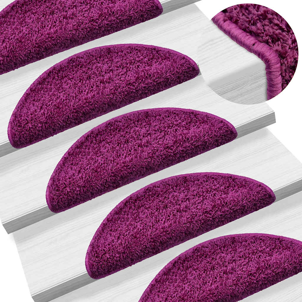 Stair Mats 30 pcs 56x17x3 cm Violet Half Round