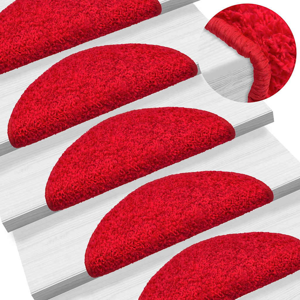 Stair Mats 30 pcs 56x17x3 cm Red Half Round