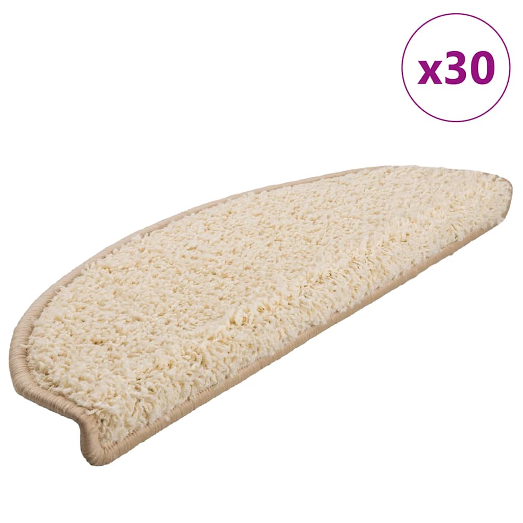 Stair Mats 30 pcs 65x21x4 cm Cream Half Round Large