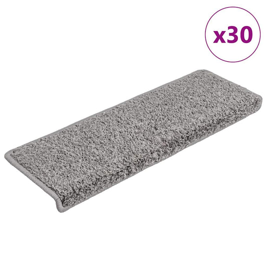 vidaXL Stair Mats 30 pcs 65x21x4 cm Grey