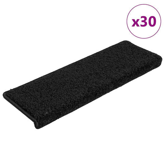 vidaXL Stair Mats 30 pcs 65x21x4 cm Black