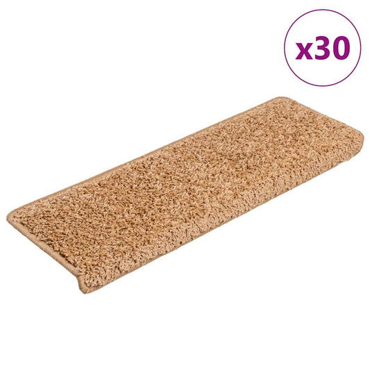 vidaXL Stair Mats 30 pcs 65x21x4 cm Beige