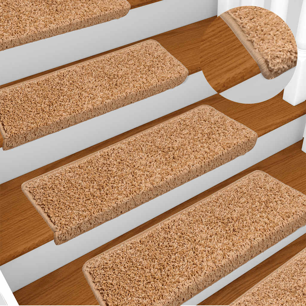 vidaXL Stair Mats 30 pcs 65x21x4 cm Beige