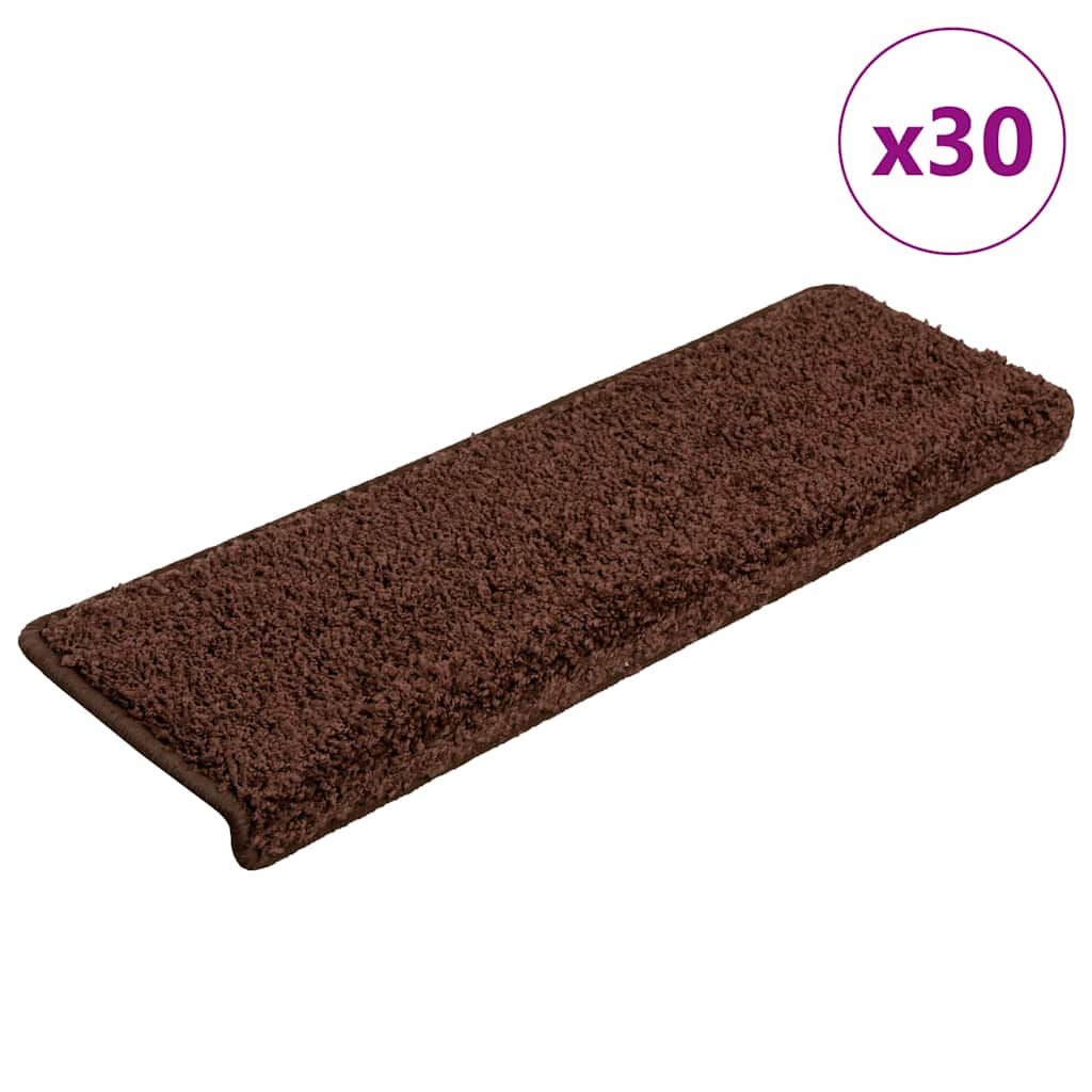 vidaXL Stair Mats 30 pcs 65x21x4 cm Brown