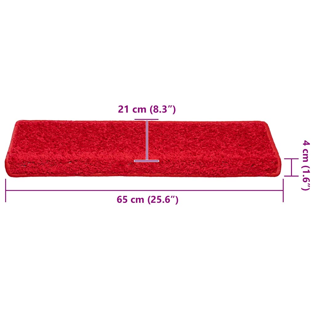 vidaXL Stair Mats 30 pcs 65x21x4 cm Red